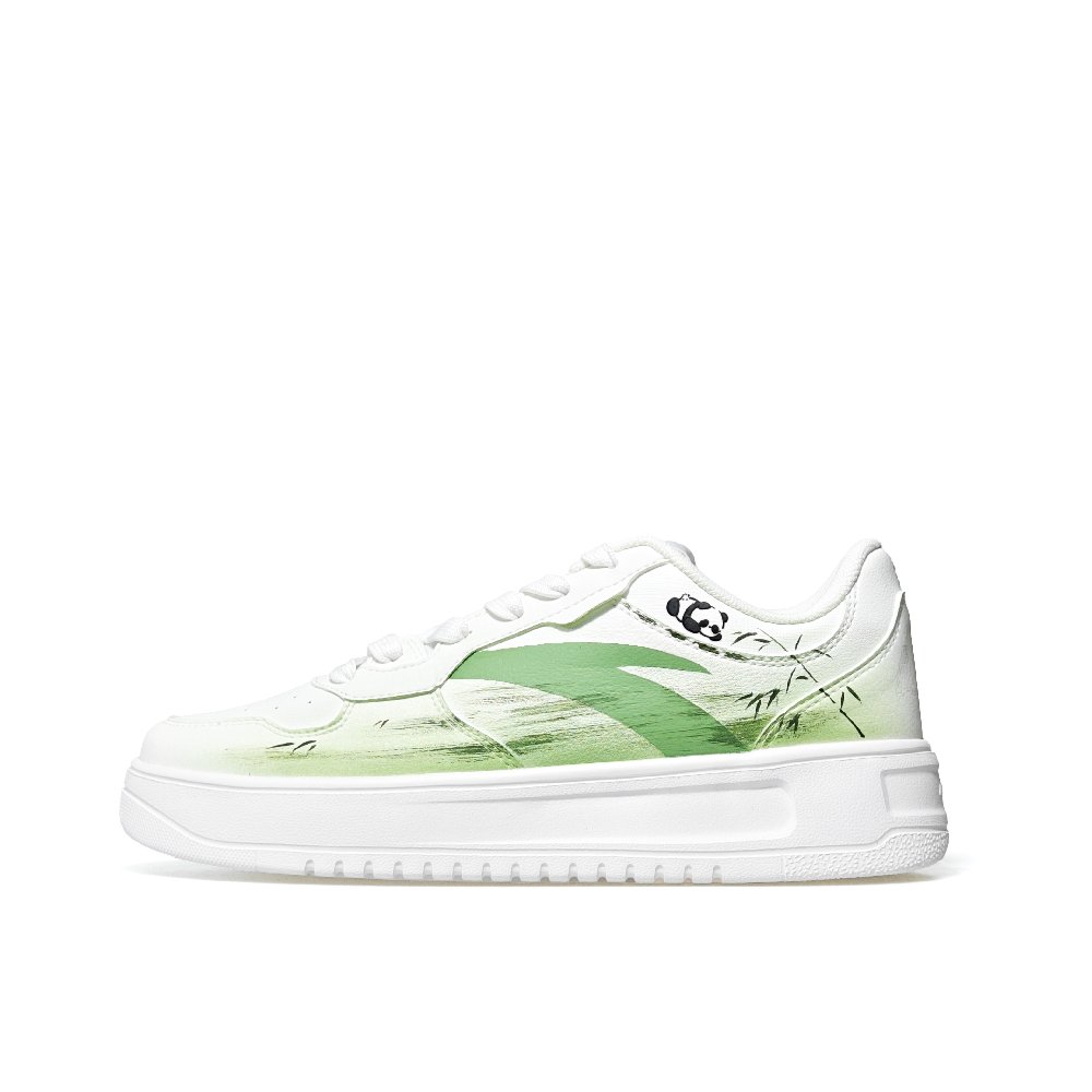 Anta Relaxed Abrasion Resistant Lightweight Slip Resistant Low Top Skateboard Shoes Unisex White Green