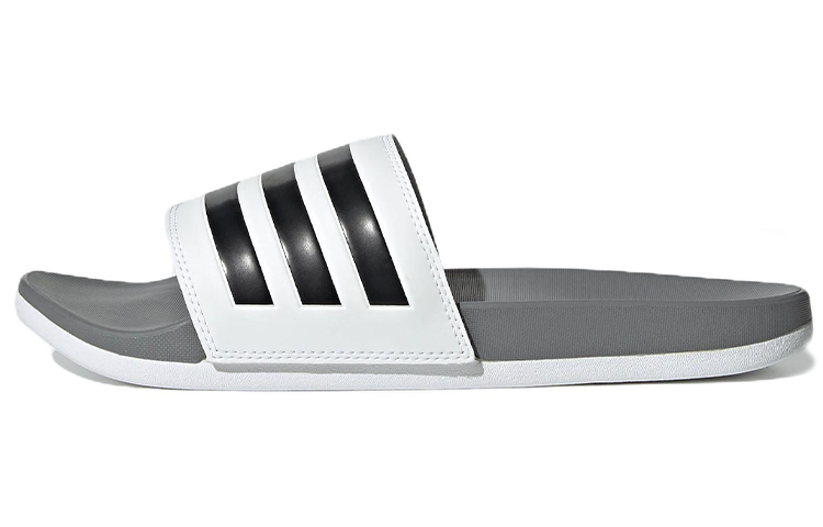 Adidas Adilette Comfort Slides Cloud White Core Black Grey Three