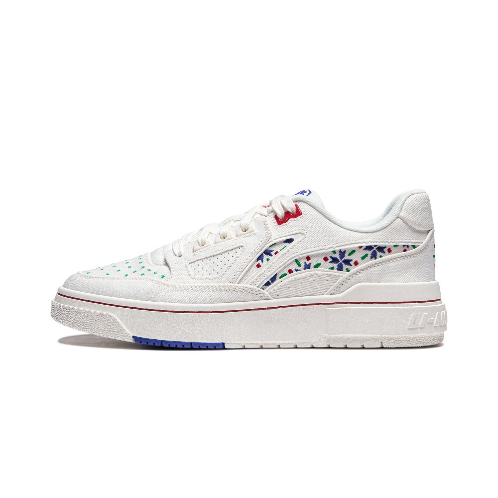 LiNing Rookie Slip-Resistant Cushioning Wear-Resistant Lightweight Low-Top Skateboard Shoes Unisex White