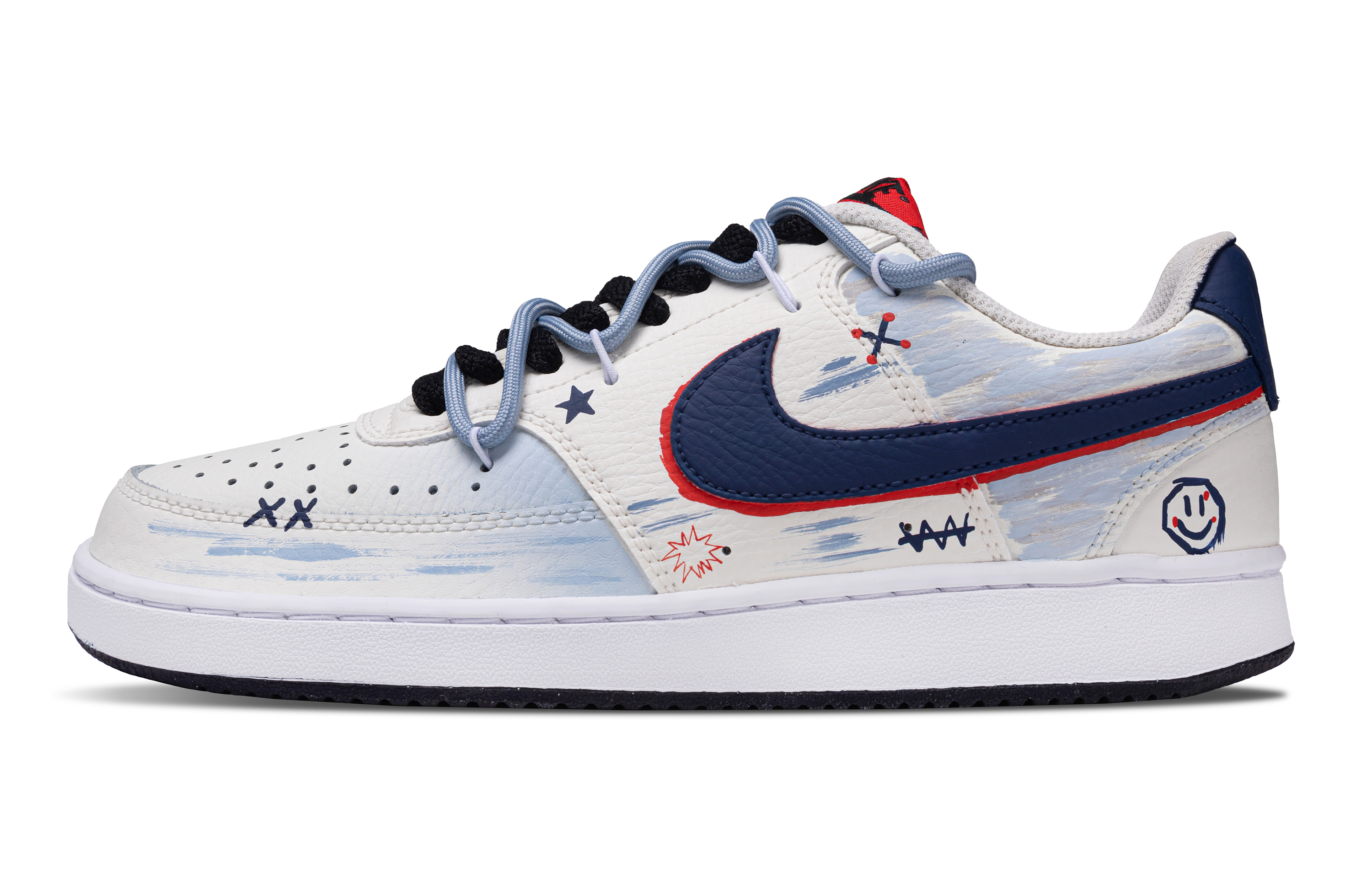 Nike Court Vision 1 Blue Rainbow Low Top Skateboard Shoes Men's Sky Blue