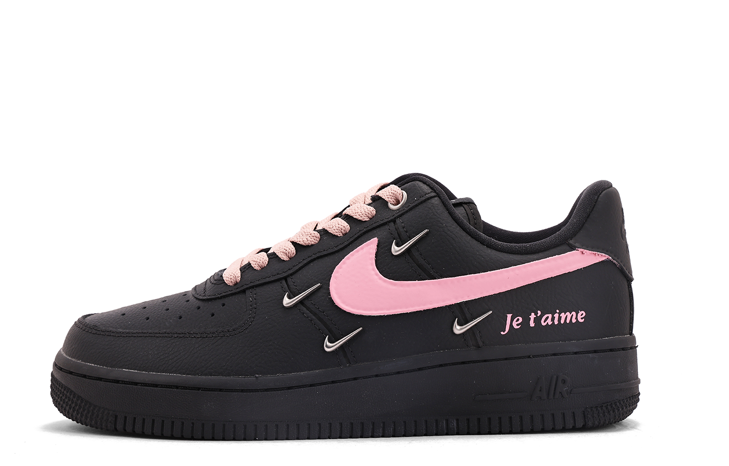 Nike Air Force 1 Coverage Abrasion Resistant Low top Skateboard Shoes Women's Black Pink