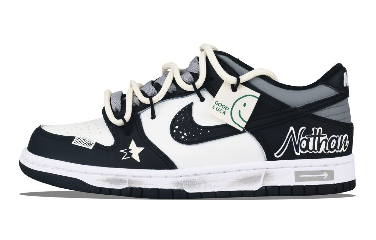 Nike Dunk Shining Star Wear resistant And Lightweight Low top Skateboard Shoes Unisex Black White