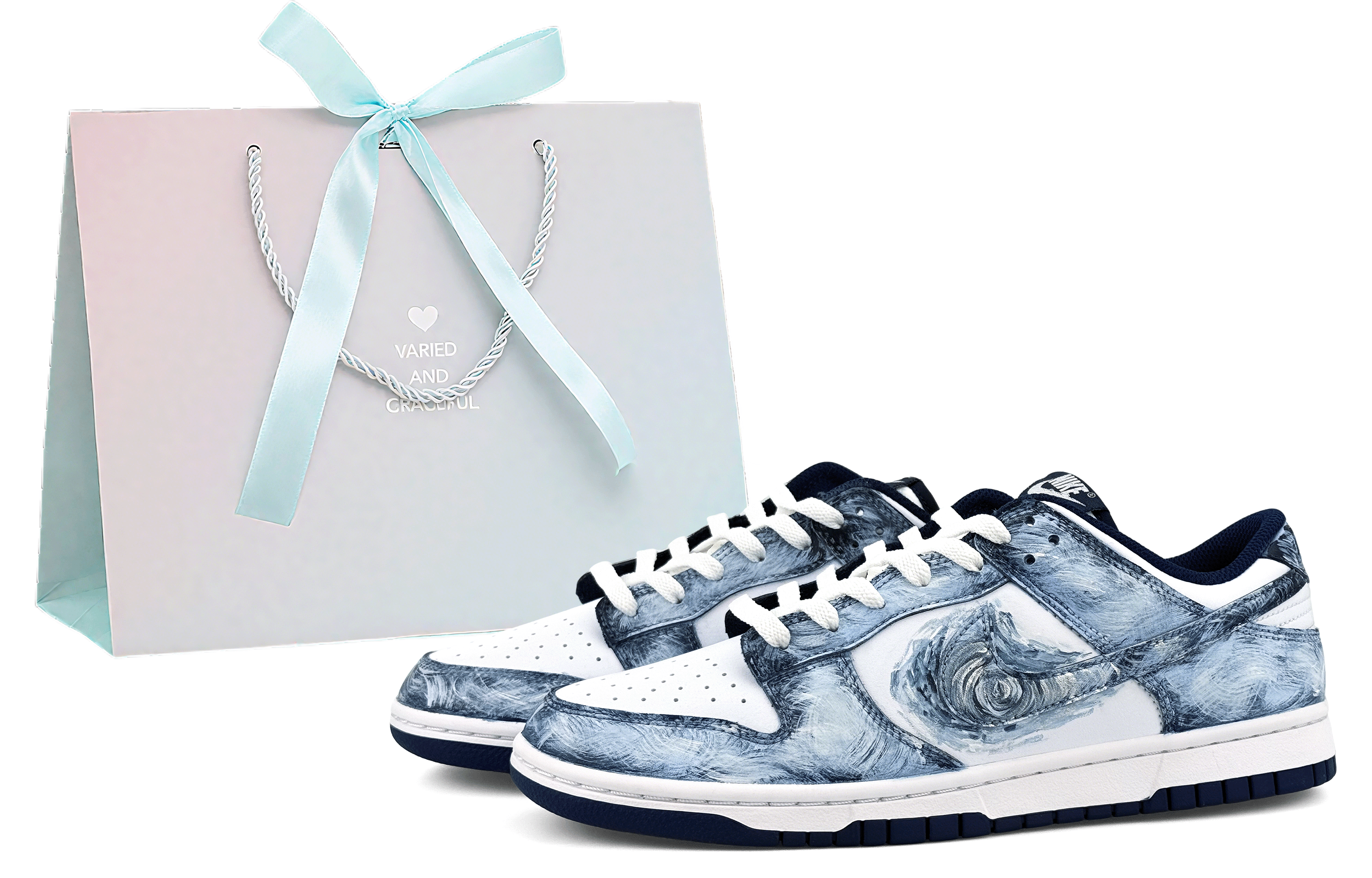 Nike Dunk Slip Resistant Cushioning Abrasion Resistant Lightweight Low top Skateboard Shoes Unisex Blue White