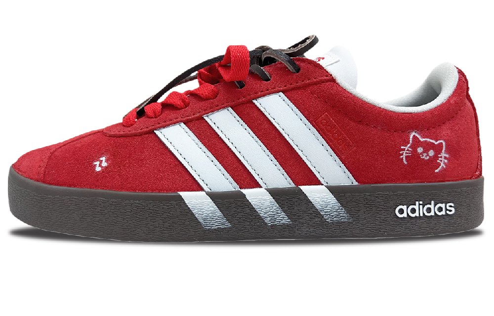 Adidas VL COURT 2.0 Abrasion Resistant Low Top Skateboard Shoes Unisex Red