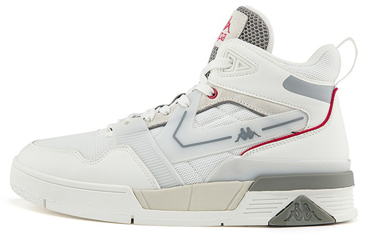 Kappa Wear-Resistant Slip-Resistant High-Top Skateboard Shoes Unisex White Gray