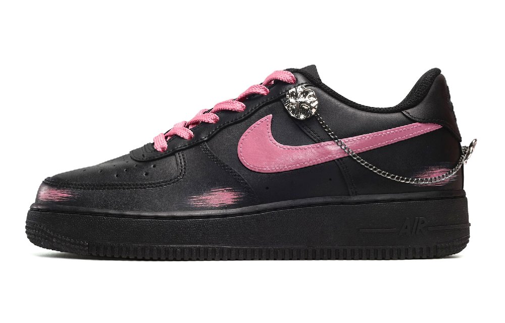 Nike Air Force 1 CUS ID Spring Day Low-Top Skateboard Shoes Women's Black Pink