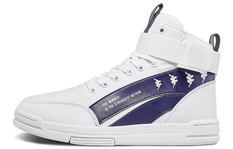 Kappa BANDA Skateboard Shoes Unisex High-Top White Blue