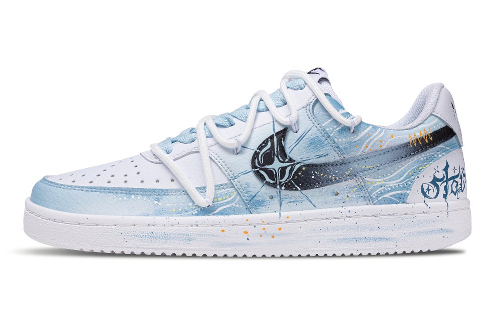 Nike Court Vision 1 Dreamy Starry Stream Abrasion Resistant Low Top Skateboard Shoes Unisex Sky Blue