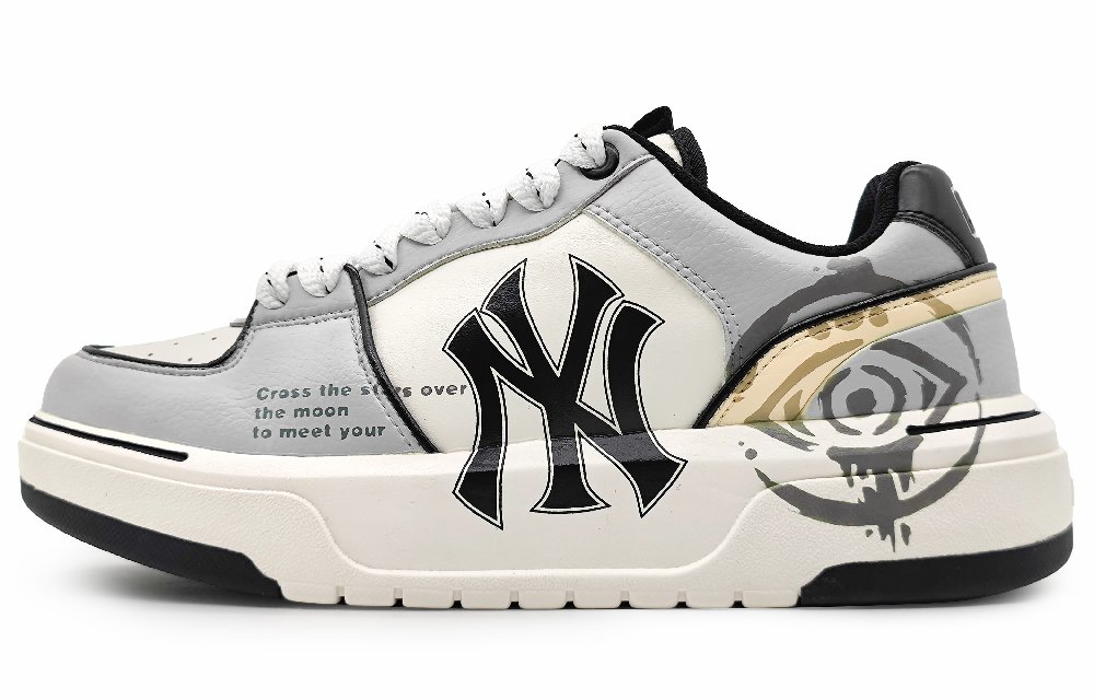 MLB Chunky Liner Anti-Slip And Wear-Resistant Height Increasing Low-Top Skateboard Shoes Unisex White Gray
