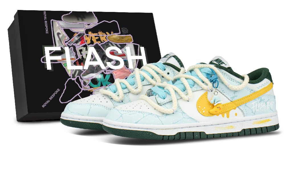 Nike Dunk Crescent Rocking River, Box Included Low Top Skateboard Shoes Unisex Yellow Blue