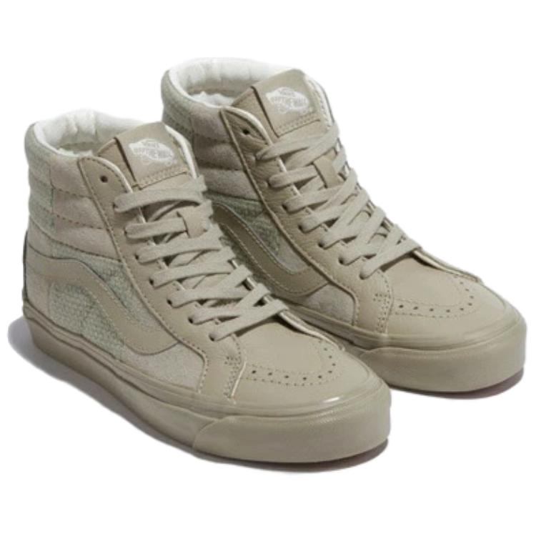 Vans Sk8 Hi Anti Slip Wear Resistant High Top Skateboard Shoes Unisex Beige