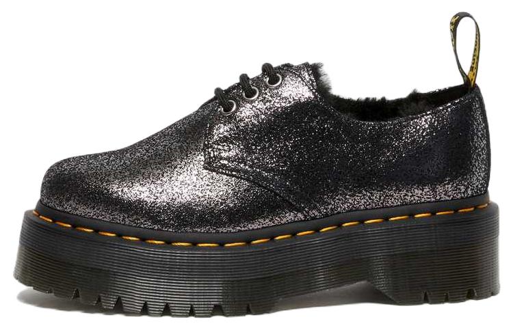Dr. Martens 1461 Faux Fur Lined Metallic Leather Platform Shoes 'Black'
