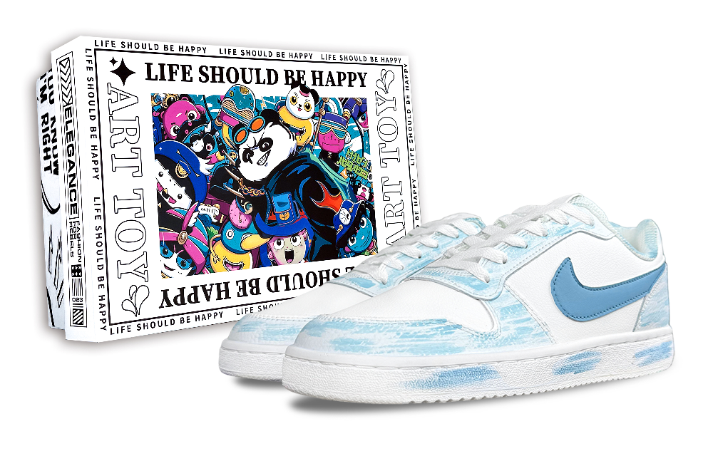 Nike EBERNON Ocean's Heart, Trendy Toy, Special Box Abrasion Resistant Low Top Skateboard Shoes Unisex Blue
