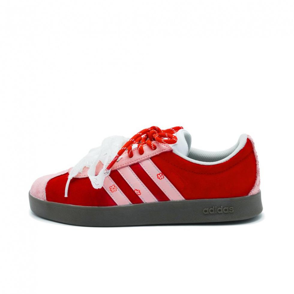 Adidas Neo Vl Court Classic Thorned Anti-Slip Wear-Resistant Low-Top Skateboard Shoes Unisex White Pink