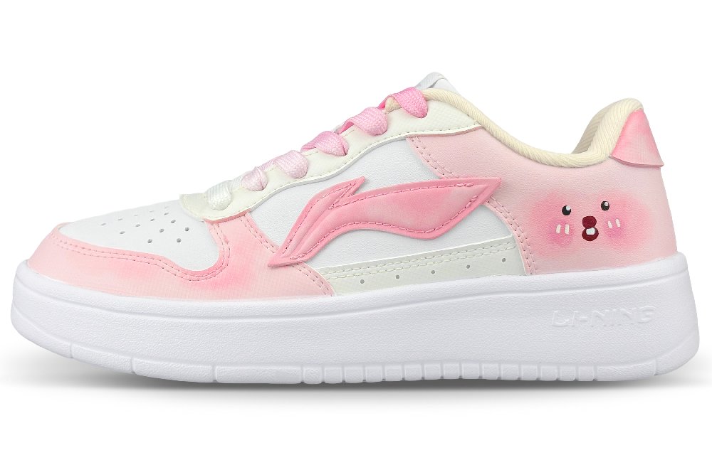 LiNing Pontoon Boats Wear Resistant Breathable Height Increasing Low Top Skateboard Shoes Women's Blue Pink Mismatched