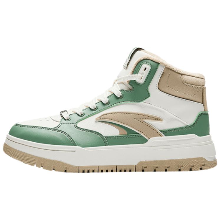 Anta 982 Warm Slip-Resistant High-Top Skateboard Shoes Women's White Beige Green