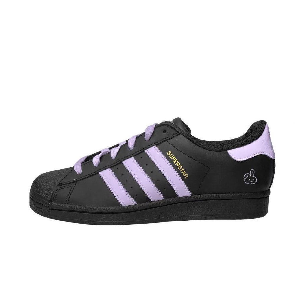Adidas Originals Superstar Skateboard Shoes Unisex Low-Top Black/Purple