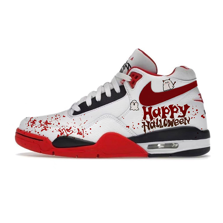 Nike Flight Legacy Cushioning Mid-Top Vintage Basketball Shoes Unisex Black White Red