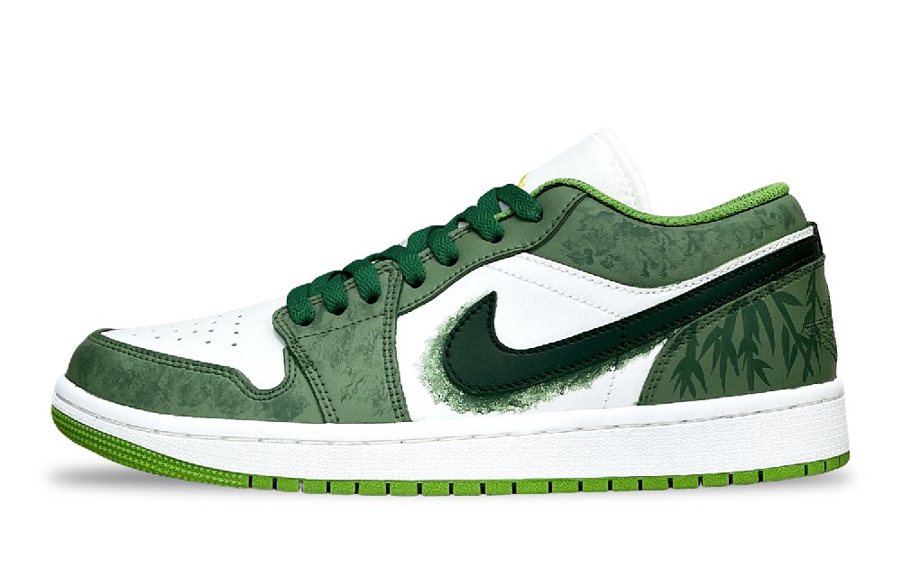 Jordan Air Jordan 1 The Wizard Of Oz Abrasion Resistant Low Top Vintage Basketball Shoes Unisex Emerald Green