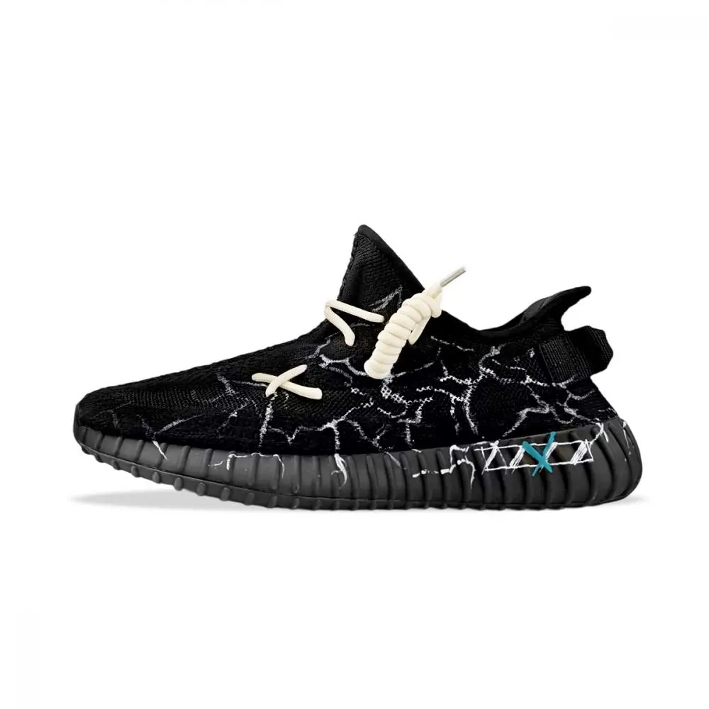 Adidas Originals Yeezy Boost 350 V2 Abrasion Resistant Low top Casual Shoes Unisex Black White