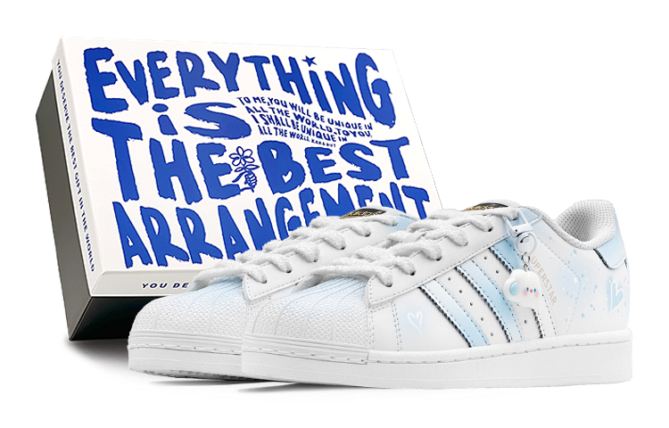 Adidas Originals Superstar Ice Crystal Heart Anti-Slip Wear-Resistant Low-Top Skateboard Shoes Unisex White Blue