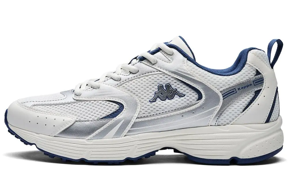 Kappa Cushioning, Wear Resistant Low Top Running Shoes Unisex White Silver