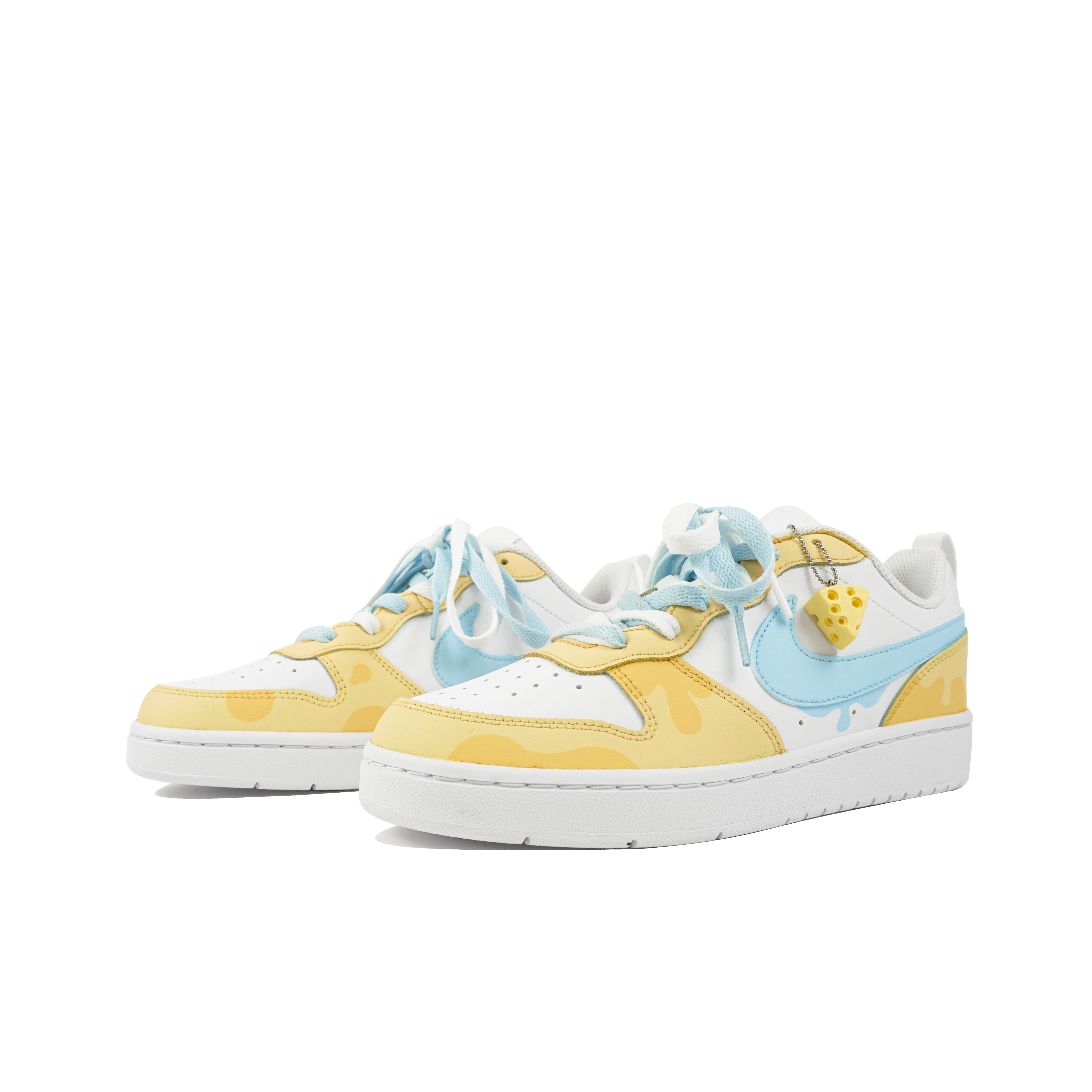 Nike Court Borough Low 2 Miku Manufacturing Low Top Skateboard Shoes GS White Yellow