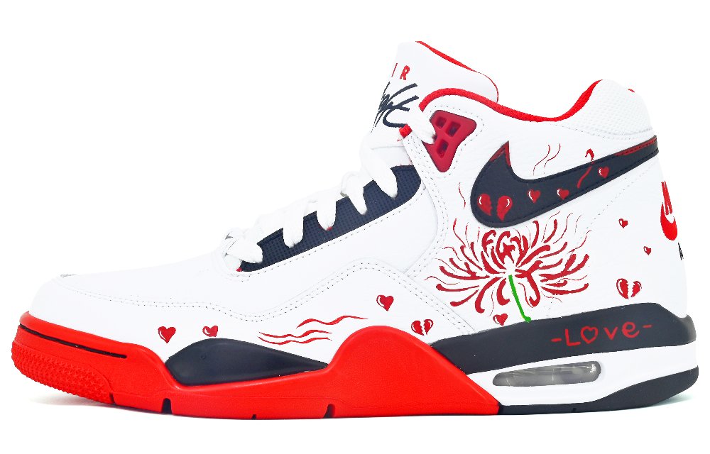 Nike Flight Legacy Endless Love Cushioned Slip-Resistant Mid-Top Vintage Basketball Shoes Unisex Red
