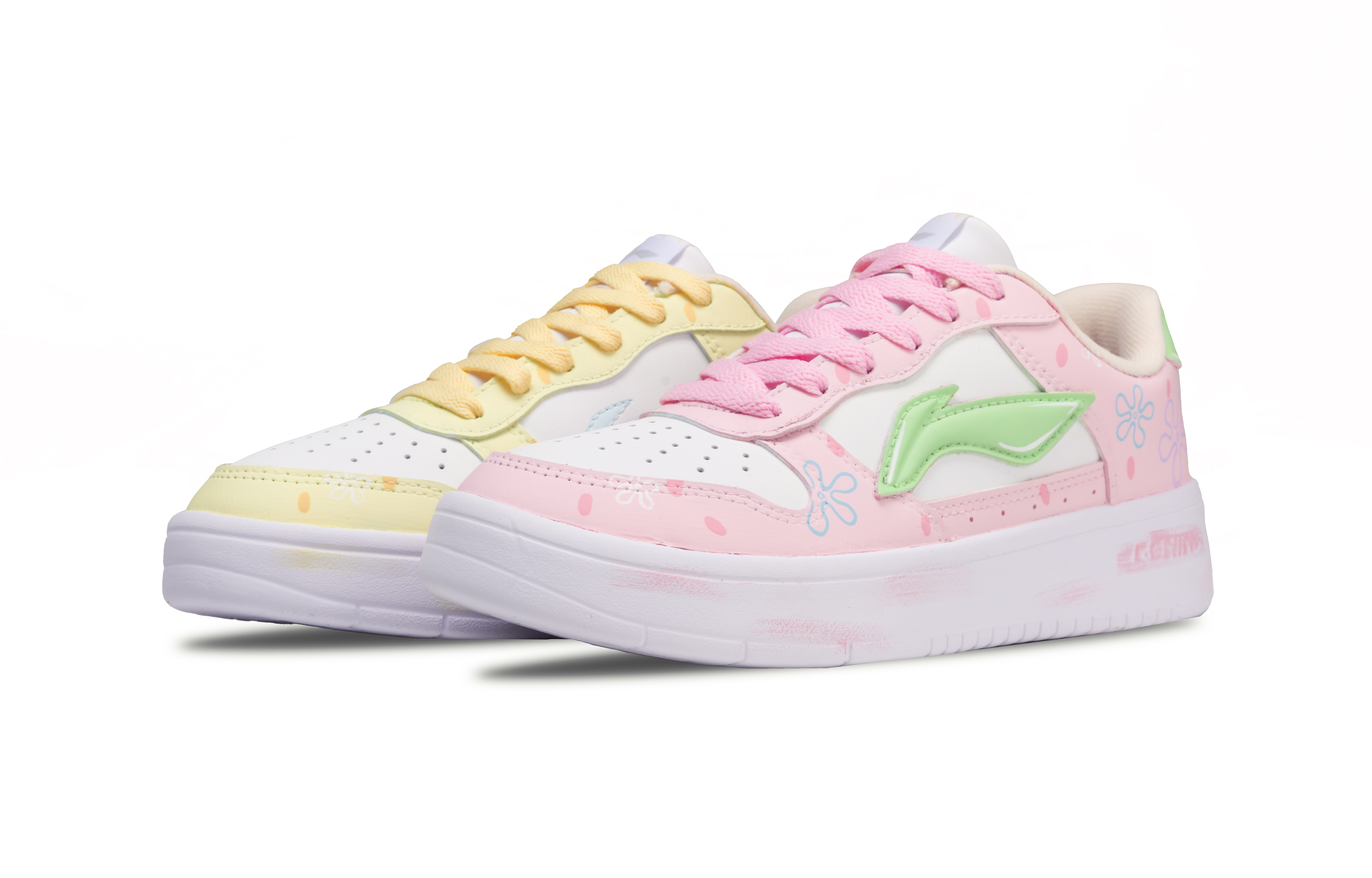 LiNing Pontoon Boats Low top Skateboard Shoes Men's Yellow Pink Mismatched