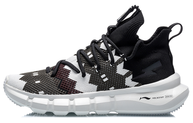 Neil Barrett X LiNing Essence 2.3 Vintage Basketball Shoes Men Mid-Top Black White