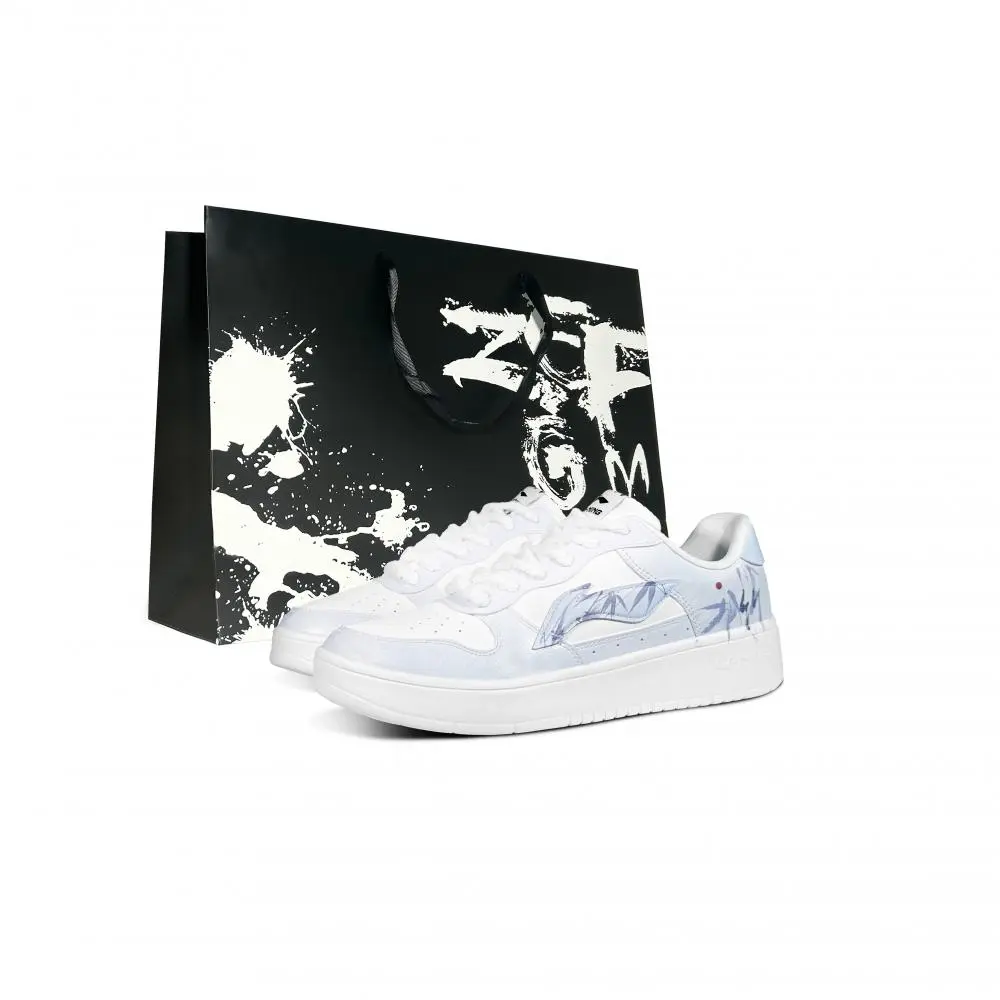 LiNing Pontoon Boats Slip Resistant, Abrasion Resistant, Breathable Low Top Skateboard Shoes Men's Blue White