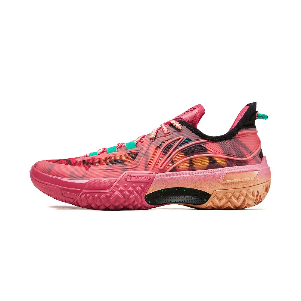 LiNing Jie Ao Metamorphosis Cushioned Anti Slip And Wear Resistant Lightweight Low Top Basketball Shoes Men's Pink