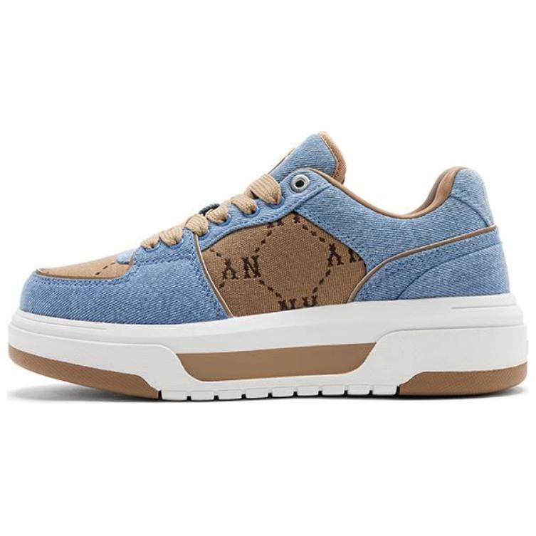 MLB Chunky Liner Anti Slip Wear Resistant Low Top Skateboard Shoes Unisex Blue Brown