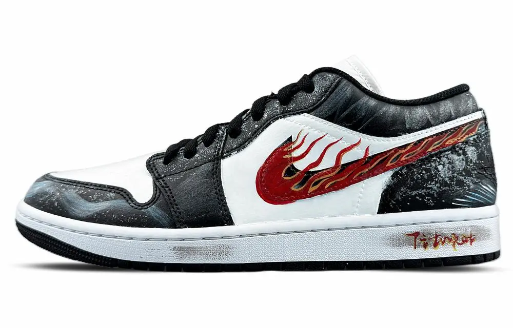 Jordan Air Jordan 1 Abrasion Resistant Low top Vintage Basketball Shoes Unisex Gray Black