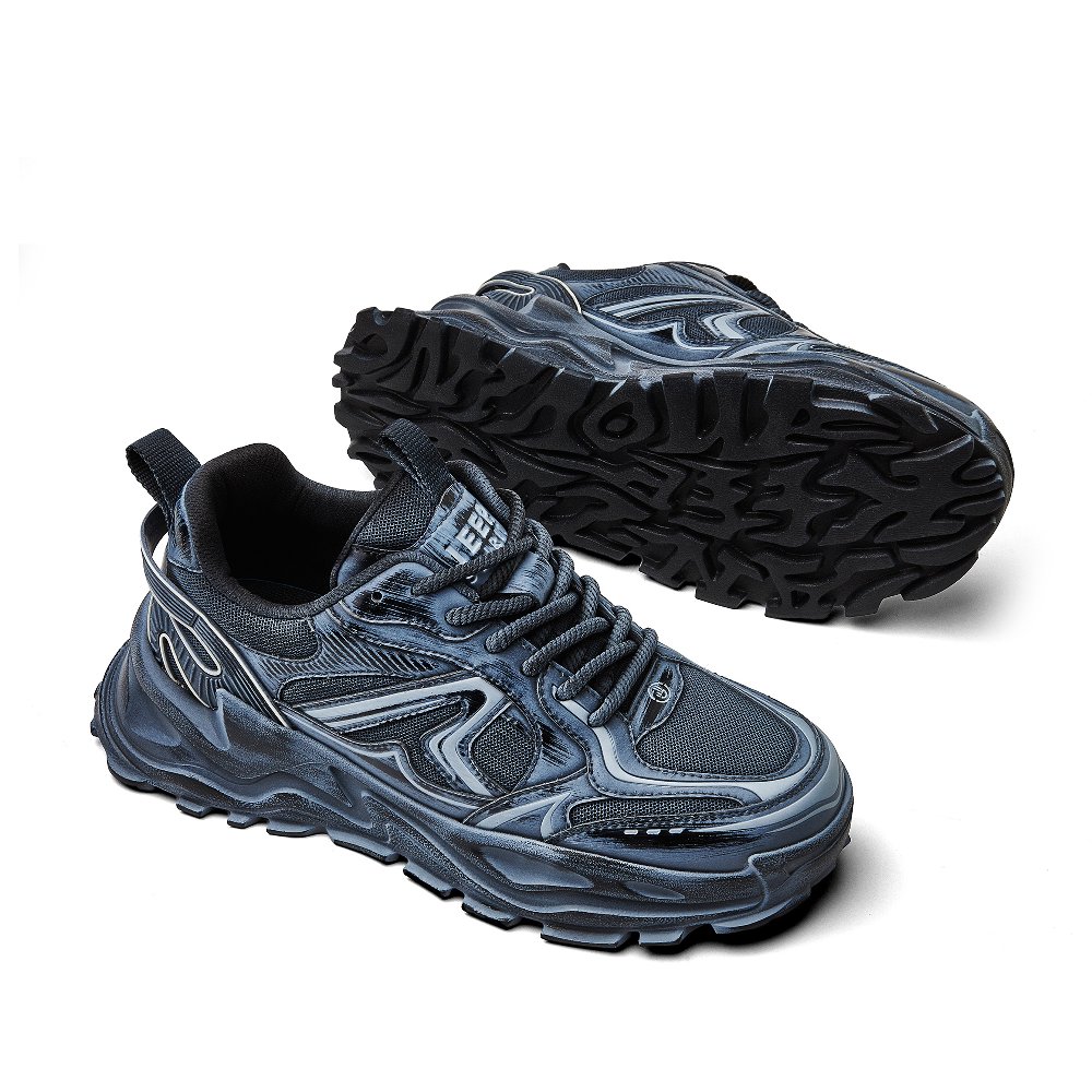 JEEP SPIRIT Slip Resistant Breathable Lightweight Low Top Chunky Sneakers Men's Volcanic Gray