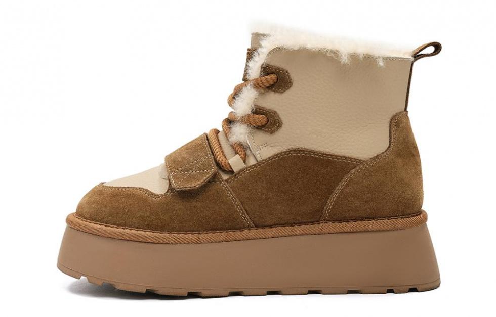 EBLAN Durable Warm Crew Snow Boots Women's Chestnut