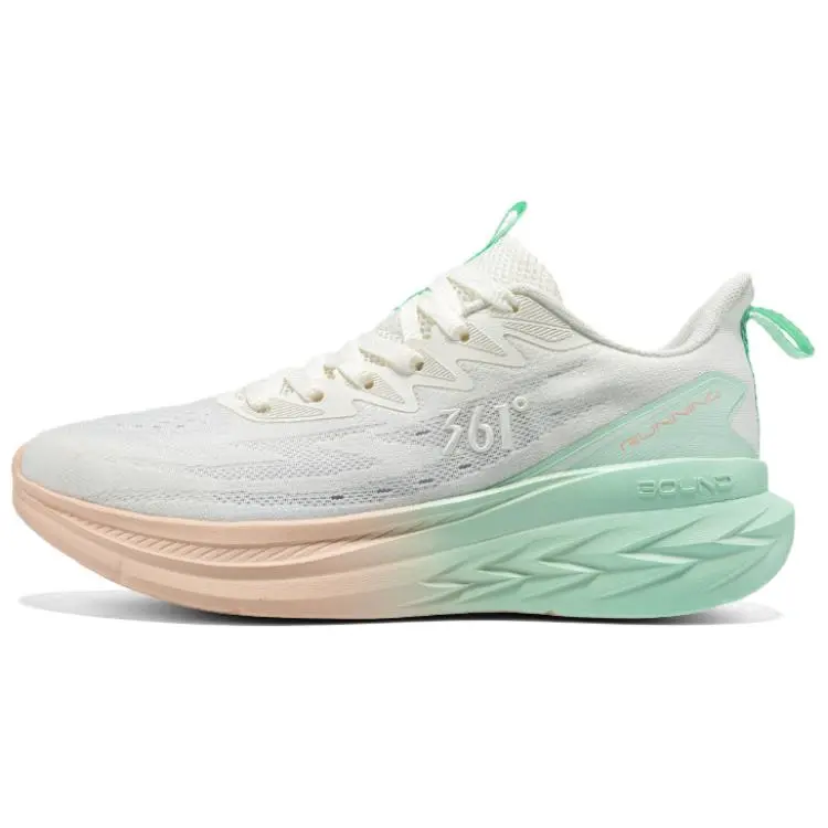 361° Abrasion Resistant Breathable Cushioning Low Top Casual Sprint Running Shoes Women's White Green