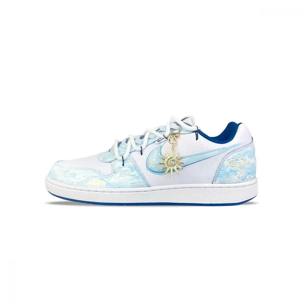 Nike EBERNON Abrasion Resistant Low top Skateboard Shoes Men's White Blue