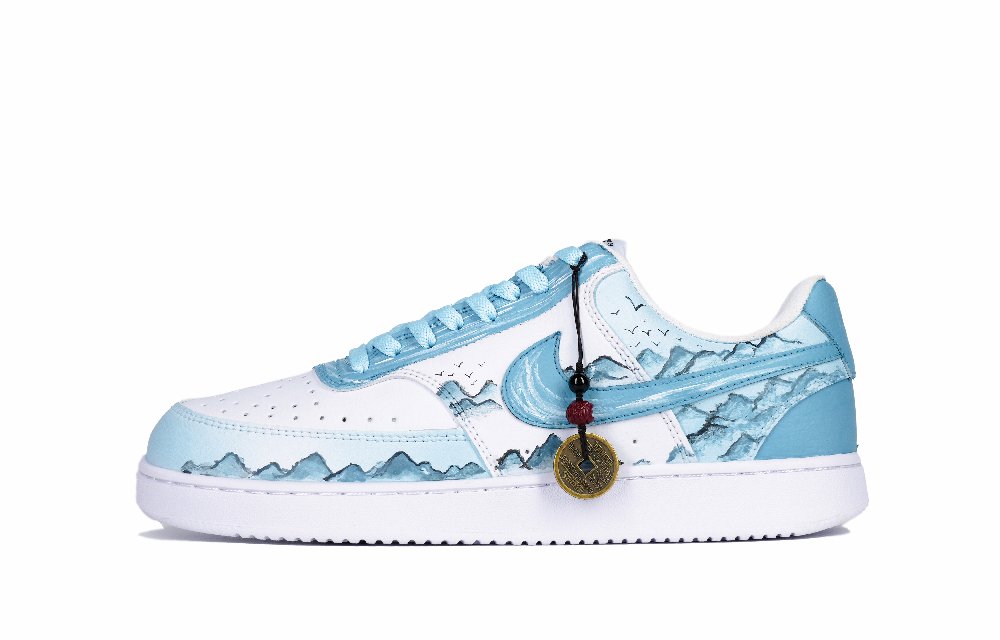 Nike Court Vision 1 Anti-Slip Wear-Resistant Low-Top Skateboard Shoes Unisex White Blue