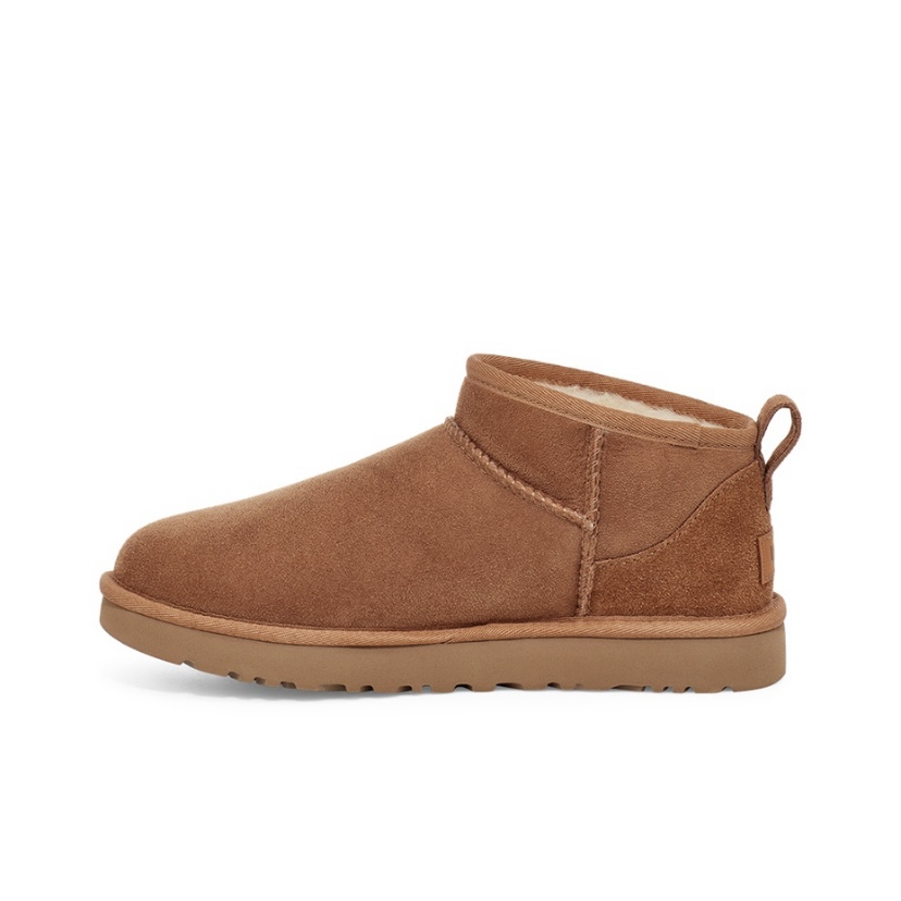 UGG CLASSIC ULTRA MINI Bowknot Warm Slip-Resistant Ankle-Length Snow Boots Women's Chestnut Brown