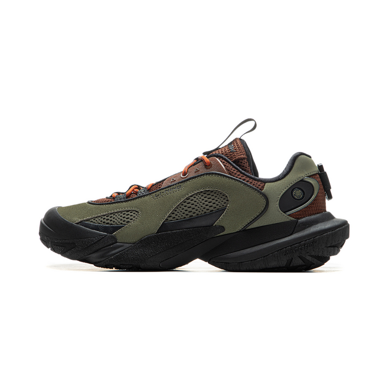 LiNing CF Tracing Hiking EDC Cushioning, Slip Resistant, And Abrasion Resistant Low Top Hiking Shoes Unisex Green Umber