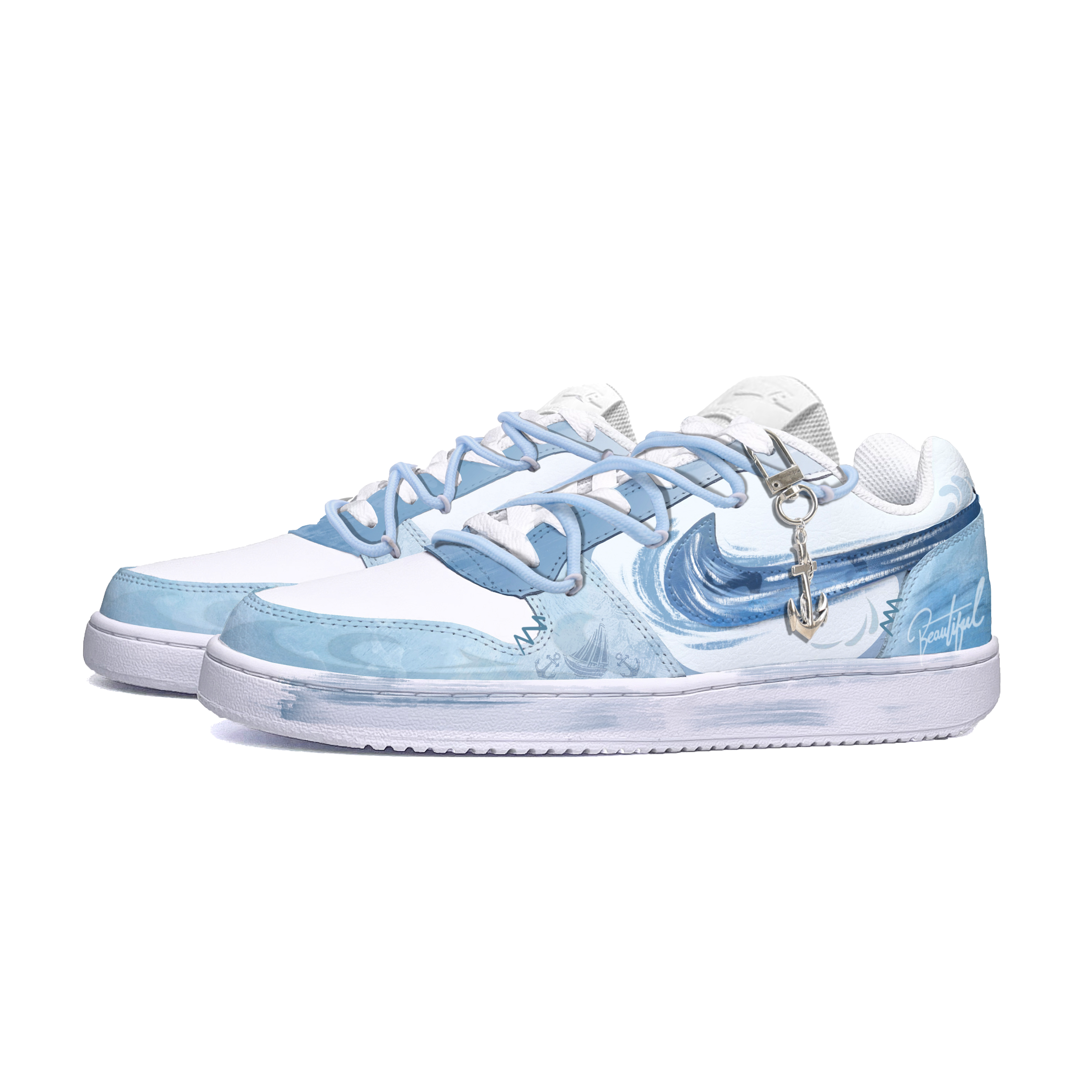Nike EBERNON Lively Island, Ocean Slip Resistant Low Top Skateboard Shoes Unisex Blue White купить в интернет-магазине Yoocart с быстрой доставкой по России.