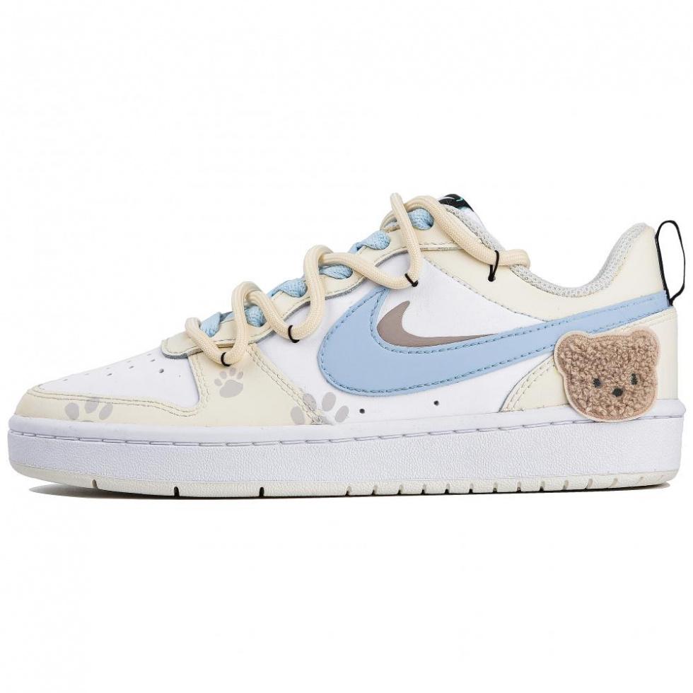 Nike Court Borough 2 Low Top Skateboard Shoes GS White Yellow