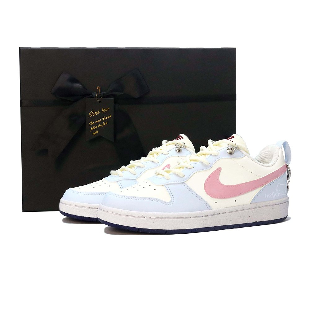 Nike Court Borough Skateboard Shoes Women's Low-Top Yellow Pink Purple