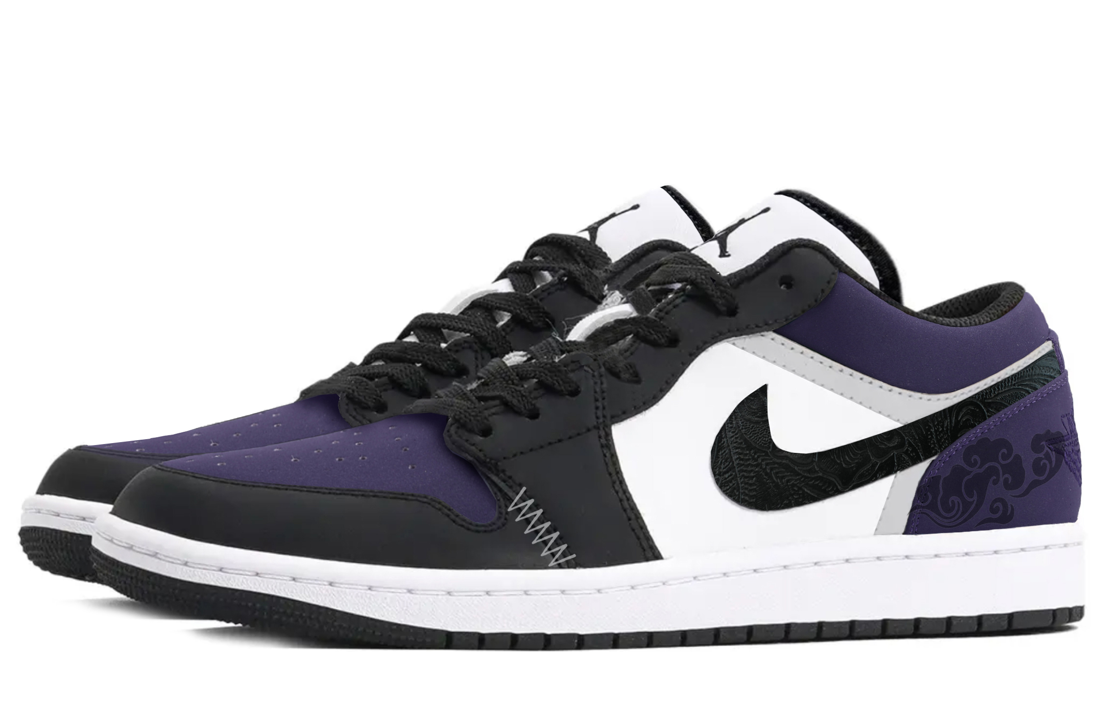 Jordan Air Jordan 1 Cushioning Low top Vintage Basketball Shoes Unisex Black Purple купить в интернет-магазине Yoocart с быстрой доставкой по России.