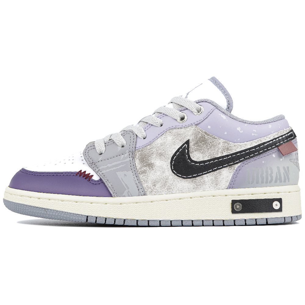 Jordan Air Jordan 1 Low Water Shadow Dream Slip-Resistant Low-Top Vintage Basketball Shoes GS Purple