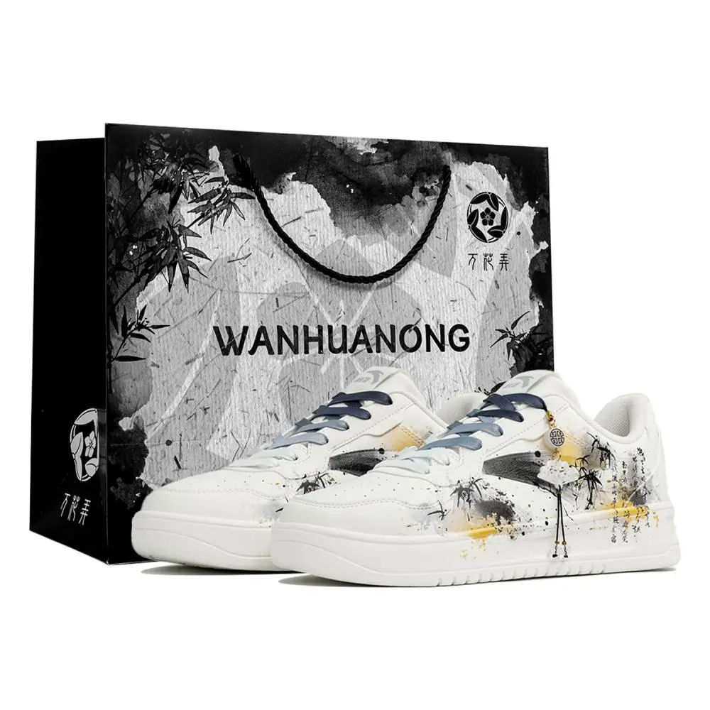 Anta Relaxed Abrasion Resistant Slip Resistant Shock Absorbers Low top Skateboard Shoes Unisex Black White Yellow