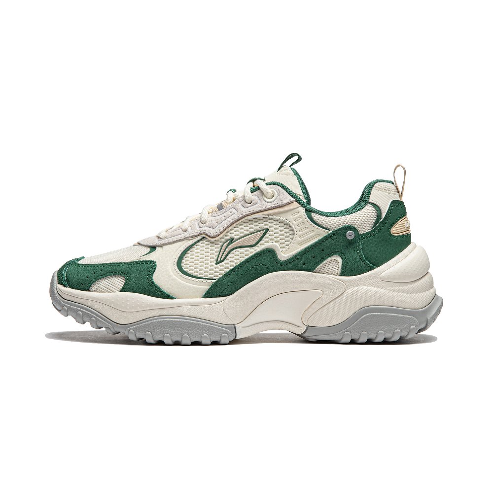 LiNing Anti-Slip Wear-Resistant Low-Top Casual Shoes Women's White Green
