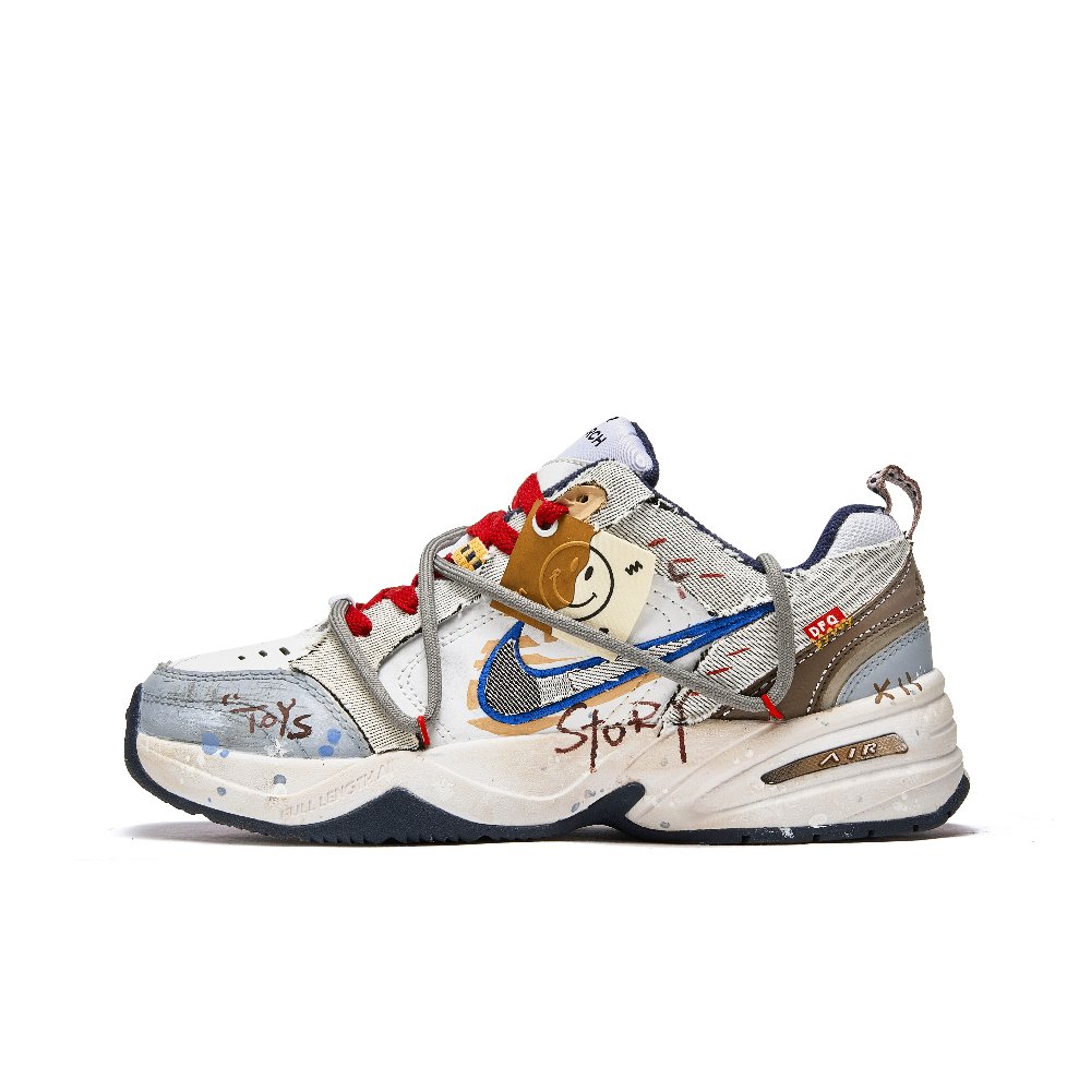 Nike Air Monarch 4 Slip Resistant Low Top Chunky Sneakers Unisex Blue White Brown