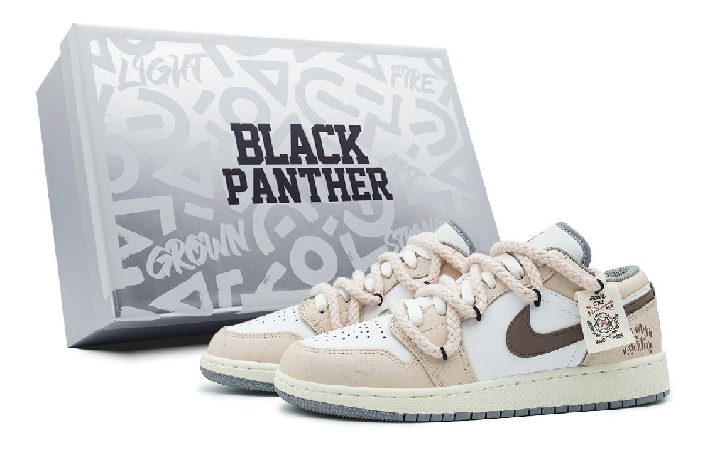 Jordan Air Jordan 1 Low-Top Skateboard Shoes Women's Pink White Brown